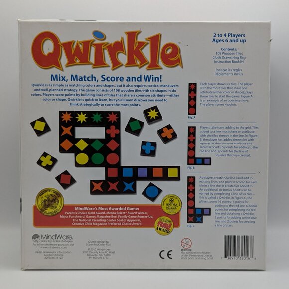 MindWare Qwirkle Tile Board Game Complete in Box Good Used Condition - Picture 2 of 4